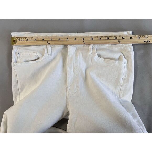 Mother Jeans The Weekender Fray Squeeze It White Stretch Denim Size 32 - Picture 3 of 14